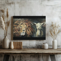 Lion and Lamb Wall Art | Christian Religious Painting Print | Premium Gallery Wrapped Canvas | Meaningful Home Decor Gift