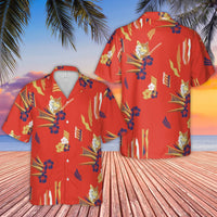 Tiger Hawaiian Shirt | Tropical Hibiscus Floral Print | Lightweight Woven Polyester | Summer Vacation Beach Gift for Men