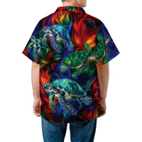 Psychedelic Sea Turtle Hawaiian Shirt | Vibrant Tropical Print | Moisture-Wicking Polyester | Beach Vacation Gift For Men