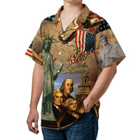 God Bless America Hawaiian Shirt | Founding Fathers Patriotic Print | Lightweight Woven Polyester | July 4th Apparel for Men