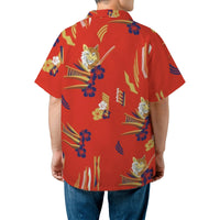 Tiger Hawaiian Shirt | Tropical Hibiscus Floral Print | Lightweight Woven Polyester | Summer Vacation Beach Gift for Men