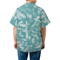 Teal Tropical Palm Leaf Hawaiian Shirt | Cuban Collar Summer Vacation Print | Lightweight Woven Polyester | Trendy Beachwear For Men