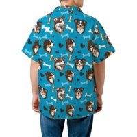 Australian Shepherd Hawaiian Shirt | Dog Breed Pattern with Bones and Hearts | Breathable Polyester | Premium Gift for Aussie Dog Lovers