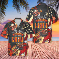 Funny BBQ Hawaiian Shirt | If You Need Me I'll Be At The Grill Graphic | Lightweight Woven Polyester | Unique Gift For Grilling Dad & BBQ Lovers