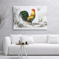 Vintage Rooster Canvas Print | French Country Farmhouse Wall Art | Premium 1.25" Gallery Wrap | Farmhouse Decor for Kitchen or Dining Room