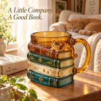 Book Stack Cat Mug