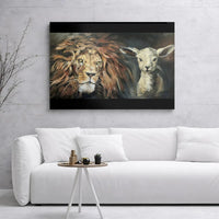Lion and Lamb Wall Art | Christian Religious Painting Print | Premium Gallery Wrapped Canvas | Meaningful Home Decor Gift