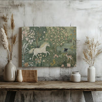Enchanted Forest Canvas Wall Art | Whimsical Horse and Fawn Landscape | Premium 1.25-Inch Gallery Wrap | Magical Woodland Decor for Home