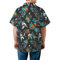 Ice Hockey Tropical Hawaiian Shirt | Floral Sports Button Down | Premium Lightweight Polyester | Unique Hockey Fan Summer Gift For Men