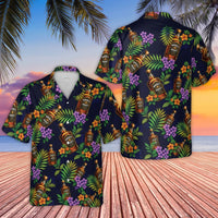 Whiskey Hawaiian Shirt | Tropical Floral & Bourbon Bottle Print | Premium Woven Polyester | Fun Vacation Gift for Men