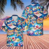 Las Vegas Bingo Hawaiian Shirt | Casino Night Graphic Print | Lightweight Woven Polyester | Fun Birthday Gift For Bingo Players And Gamblers