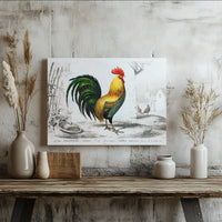 Vintage Rooster Canvas Print | French Country Farmhouse Wall Art | Premium 1.25" Gallery Wrap | Farmhouse Decor for Kitchen or Dining Room