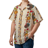 Thanksgiving Hawaiian Shirt | Turkey Pumpkin Pie Festive Print | Premium Lightweight Polyester | Funny Holiday Gift For Men And Women