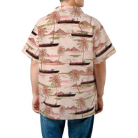 Vintage Motorboat Hawaiian Shirt | Palm Tree Tropical Print | Lightweight Moisture-Wicking Polyester | Summer Vacation Beach Outfit Gift