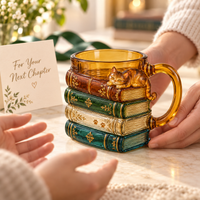 Book Stack Cat Mug