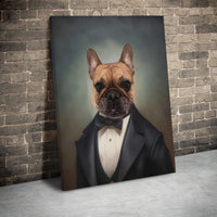 French Bulldog Canvas Wall Art | Dapper Dog in Tuxedo Portrait | Premium Gallery Wrap Decor | Unique Gift for Dog Lovers & Pet Owners