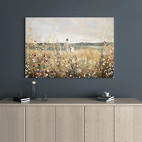 Jesus Walking With Child Canvas Print | Religious Wildflower Field Wall Art | Premium 1.25-inch Gallery Wrap | Inspirational Christian Gift for Home