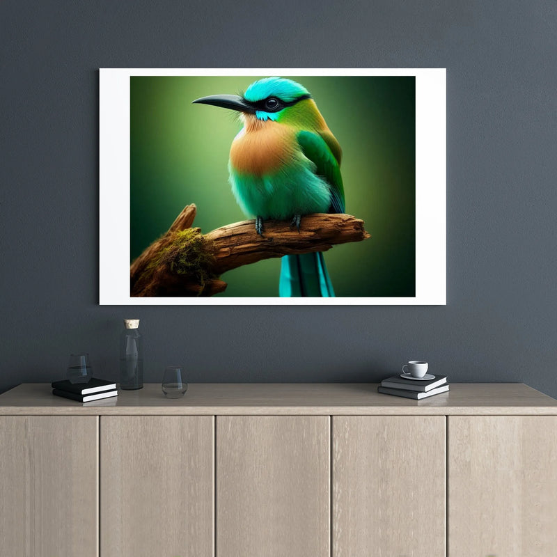 Motmot Bird Wall Art | Vibrant Tropical Turquoise Bird Canvas | Premium 1.25" Gallery Wrap | Nature-Inspired Home Decor Gift