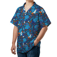 Cute Axolotl Hawaiian Shirt | Blue Creature Summer Button-Down | Premium Lightweight Polyester | Gamer Gift For Him And Her