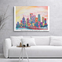 Pittsburgh In Bloom Canvas Art | Floral Skyline Cityscape Painting | Premium Gallery Wrapped Decor | Unique Home & Office Gift