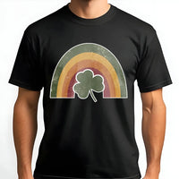 St Patrick's Day Shamrock T-Shirt | Retro Rainbow Graphic Tee | 100% Cotton Premium Quality | Lucky Irish Gift for Women and Men
