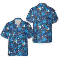 Cute Axolotl Hawaiian Shirt | Blue Creature Summer Button-Down | Premium Lightweight Polyester | Gamer Gift For Him And Her